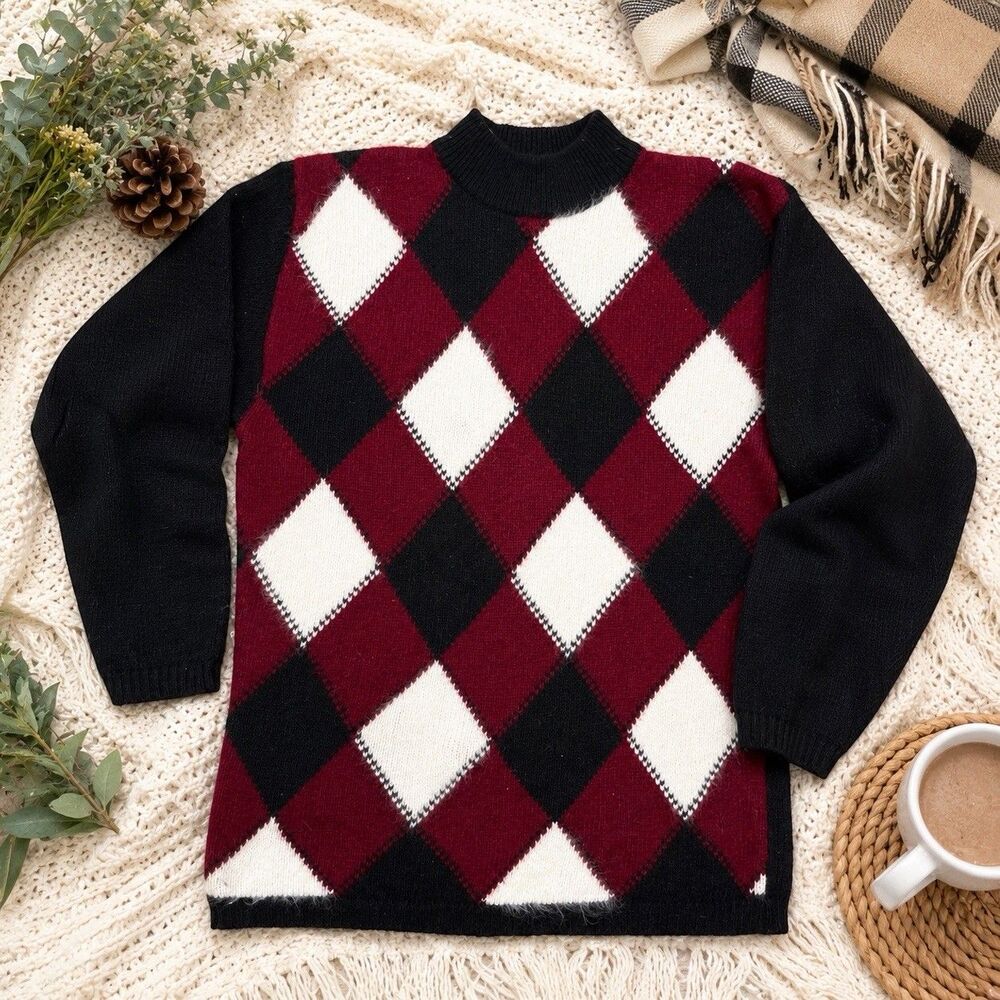 Vintage Rafaella Womens Small Sweater Angora Rabbit Fur wool Christmas Holiday